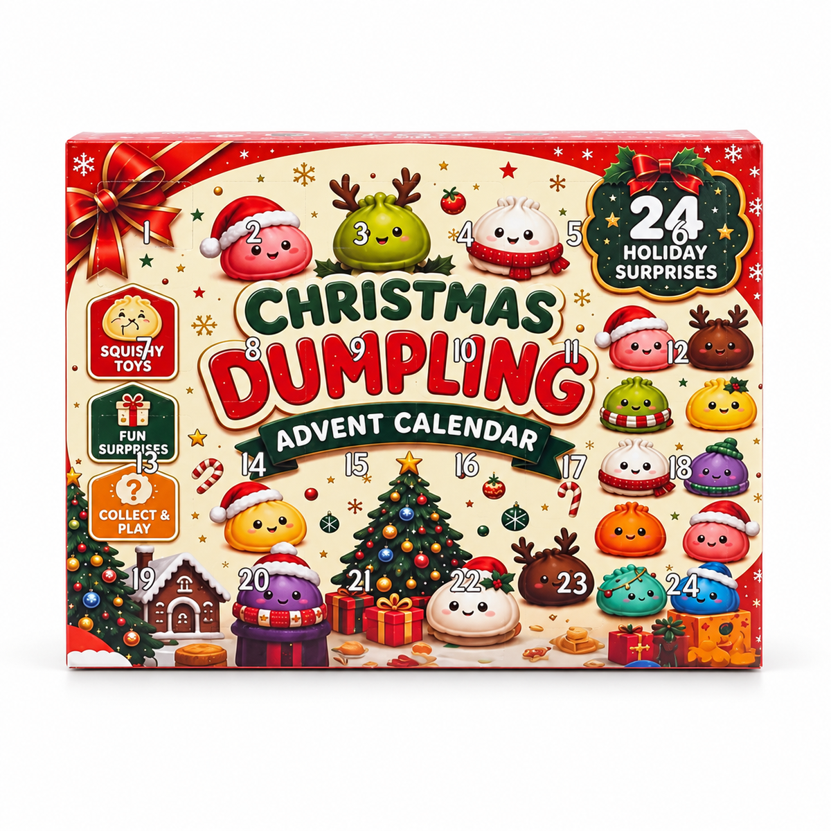 24-Day Christmas Emoji Dumpling Squishy Advent Calendar