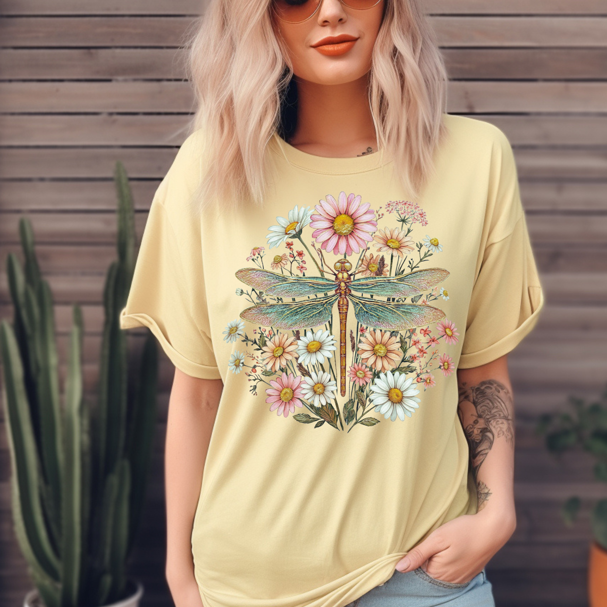 Dragonfly and Wildflowers