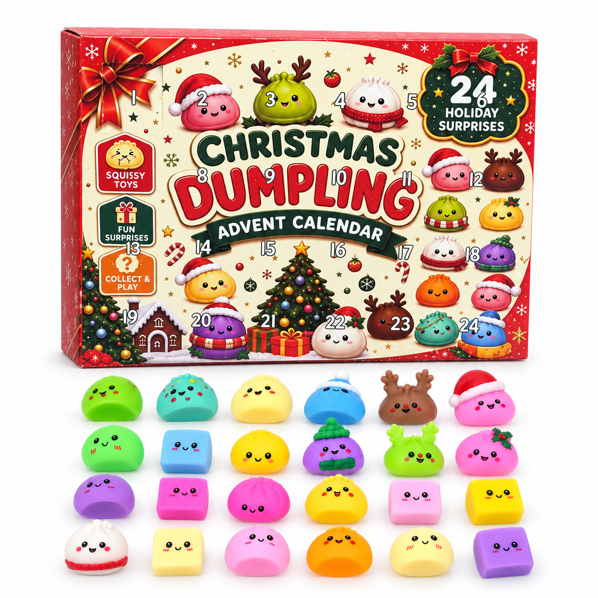 24-Day Christmas Emoji Dumpling Squishy Advent Calendar
